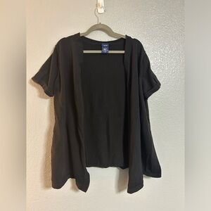 Women’s Basic Editions black short sleeve open front cardigan sweater size 1X